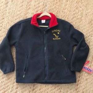 Dimco apparel Juneau, Alaska. Fleece jacket. Size M. Navy/red